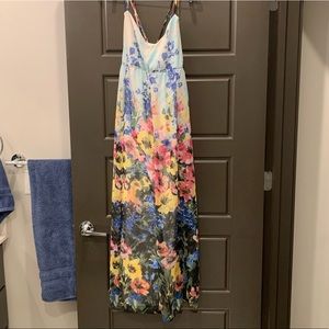 Asos Chiffon Watercolor Floral Maxi Dress Size 12